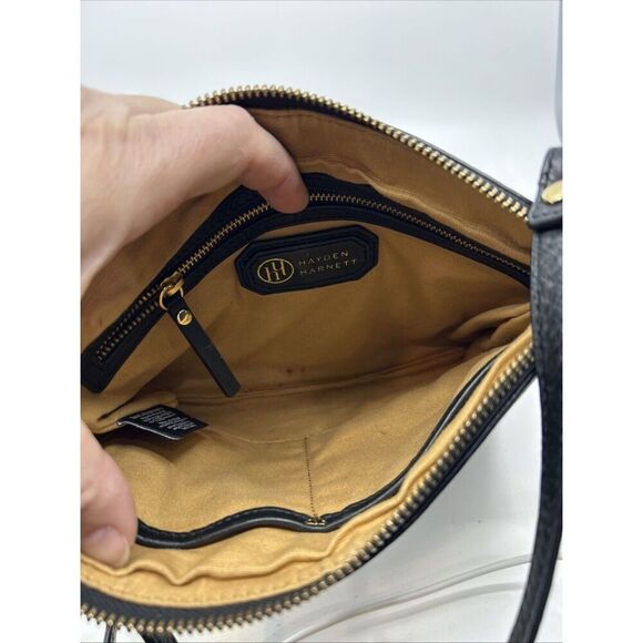 ~HAYDEN HARNETT Purse Black Leather Convertible Clutch w/Crossbody Strap - Picture 7 of 13
